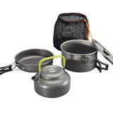 Aluminum Alloy Outdoor Cookware Set with Folding Spoon + Mini Gas Stove - Portable Camping Cooking Kit