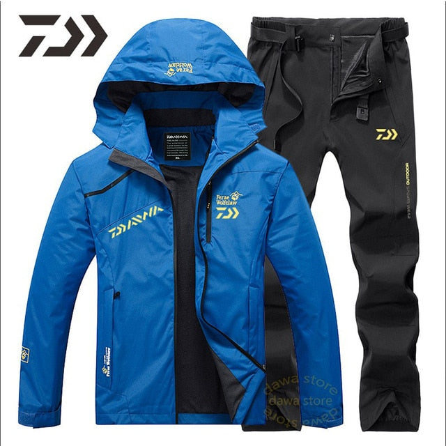 Fishing Men Outdoor Waterproof Sets Breathable Casual Fishing Hoodie  Jackets Camping Sport Clothing Jacket Pants X312G